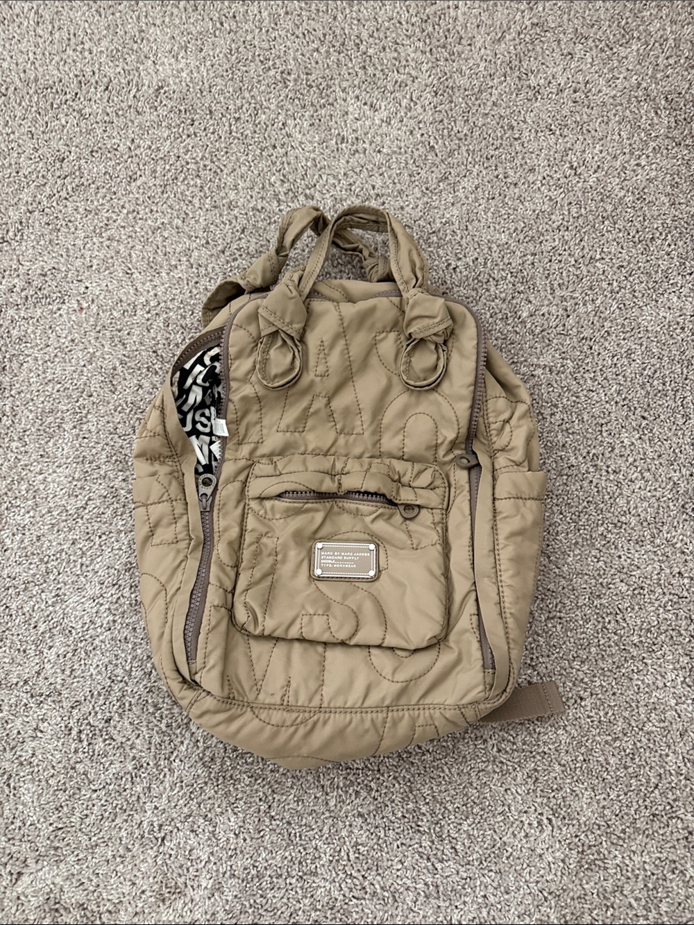 Marc by Marc Jacobs Khaki Quilted Backpack vintage